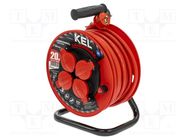 Extension lead; 3x2.5mm2; reel; Sockets: 4; rubber; red; 20m; 16A KEL