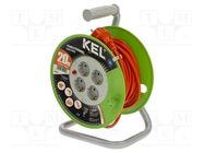 Extension lead; 3x1.5mm2; reel; Sockets: 4; PVC; orange; 15m; 16A KEL