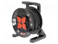 Extension lead; 3x1.5mm2; reel,with non-rotating sockets; black KEL