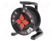 Extension lead; 3x2.5mm2; reel,with non-rotating sockets; black KEL