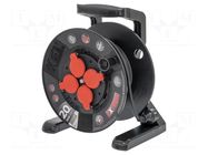 Extension lead; 3x1.5mm2; reel,with non-rotating sockets; black KEL