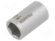 Socket; 6-angles,socket spanner; HEX 10mm; 1/4" PROXXON