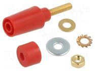 Connector: 4mm banana; socket; 32A; 1kV; red; gold-plated; M4,screw STÄUBLI