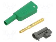 Connector: 4mm banana; 19A; 1kV; green; 1mm2; gold-plated; screw STÄUBLI