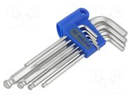 Wrench: hex key-set; spherical; long; 9pcs. KING TONY
