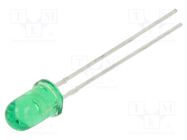 LED; 5mm; green; 50mcd; 30°; Front: convex; 2.2÷2.6VDC; No.of term: 2 LUMEX