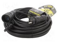 Extension lead; 3x2.5mm2; Sockets: 1; rubber; black; 25m; 16A KEL