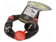 Extension lead; 3x1.5mm2; Sockets: 1; rubber; black; 5m; 16A KEL