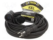 Extension lead; 3x1.5mm2; Sockets: 1; rubber; black; 30m; 16A KEL