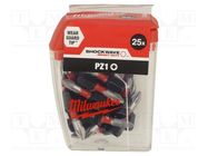 Screwdriver bit; Pozidriv®; PZ1; Overall len: 25mm; 25pcs. Milwaukee