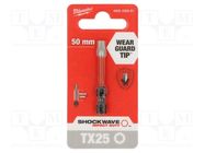 Screwdriver bit; Torx®; TX25; Overall len: 50mm; Kind: impact Milwaukee