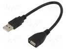 Cable; USB 2.0; USB A socket,USB A plug; nickel plated; 0.15m AKYGA