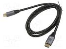 Cable; HDMI 2.1; HDMI plug,both sides; textile; 1.5m; black; 30AWG ART