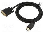 Cable; DVI-D (18+1) plug,HDMI plug; HDMI 1.3; 1.8m; black ART