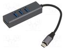 Hub USB; USB A socket x4,USB C plug; USB 3.0; Number of ports: 4 ART