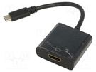 Adapter; HDMI 1.4; HDMI socket,USB C plug; 0.15m; black; black ART