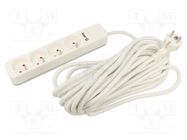 Extension lead; 3x1.5mm2; Sockets: 4; PVC; white; 5m; 16A KERG