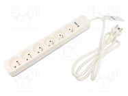 Extension lead; 3x1.5mm2; Sockets: 6; PVC; white; 1.5m; 16A KERG