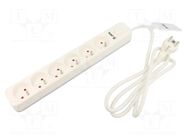 Extension lead; 3x1.5mm2; Sockets: 6; PVC; white; 5m; 16A KERG