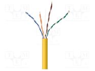 Wire; U/UTP; 4x2x24AWG; 5e; solid; CCA; PVC; yellow; 305m; Cablexpert GEMBIRD