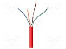 Wire; U/UTP; 4x2x24AWG; 5e; solid; CCA; PVC; red; 305m; Øcable: 5.4mm GEMBIRD