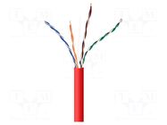 Wire; U/UTP; 4x2x24AWG; 5e; wire; CCA; PVC; red; 305m; Øcable: 5.4mm GEMBIRD