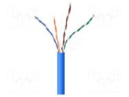 Wire; U/UTP; 4x2x24AWG; 5e; wire; CCA; Insulation: PVC; blue; 305m GEMBIRD