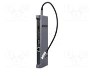 Hub USB; USB 3.1; PnP; grey; Number of ports: 9; 5Gbps; 0.3m GEMBIRD