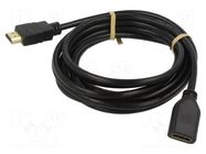 Cable; HDMI socket,HDMI plug; 3m; black; HDCP 2.2,HDMI 2.0 Goobay