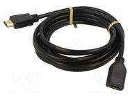 Cable; HDMI socket,HDMI plug; HDCP 2.2,HDMI 2.0; 3m; black GOOBAY