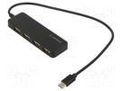 Hub USB; USB A socket x4,USB C plug; USB 2.0; black; 0.3m GEMBIRD