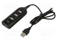 Hub USB; USB A socket x4,USB A plug; USB 2.0; black; 0.4m GEMBIRD