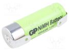 Re-battery: Ni-MH; 2/3AAA,2/3R3; 1.2V; 400mAh; soldering lugs GP