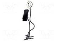 Holder; black; Features: with LED; 5W; 1.5m; smartphone GEMBIRD