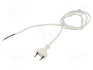 Cable; 2x0.75mm2; CEE 7/16 (C) plug,wires; PVC; 1.5m; white; 2.5A JONEX