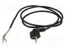 Cable; 3x1mm2; CEE 7/7 (E/F) plug angled,wires; PVC; 1.5m; black JONEX