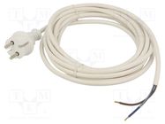 Cable; 2x1.5mm2; CEE 7/17 (C) plug,wires; PVC; 5m; white; 16A; 250V JONEX