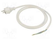 Cable; 3x1.5mm2; CEE 7/7 (E/F) plug,wires; PVC; 1.5m; white; 16A JONEX