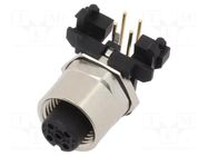 Connector: M12; socket; PIN: 4; female; 250V; angled 90°; IP67; THT CONEC