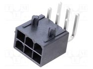 Socket; wire-board; male; Mini-Fit Jr; 4.2mm; PIN: 6; THT; PCB snap MOLEX