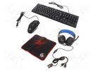 Gaming kit; black; Jack 3,5mm,USB A; wired,US layout; 1.8m; 32Ω GEMBIRD