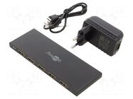 Splitter; HDCP 2.2,HDMI 2.0; Out: HDMI socket x4; black GOOBAY