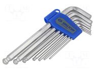 Wrenches set; hex key,spherical; Chrom-vanadium steel; long KING TONY