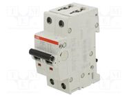 Circuit breaker; 400VAC; Inom: 10A; Poles: 2; Charact: K; 10kA; IP20 ABB