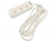 Extension lead; 3x1.5mm2; Sockets: 3; PVC; white; 3m; 16A KERG
