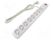Plug socket strip: protective; Sockets: 8; 230VAC; 10A; grey HSK DATA