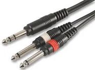 6.35MM 3P JACK TO 2X JACK PLGS, 6M