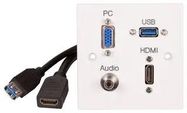 WALLPLATE 1G,HDMI,VGA,AUDIO,USB A