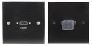 WALLPLATE, HDMI, SOCKET, BLACK, STEEL