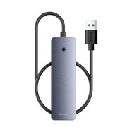 Концентратор USB-A - USB 3.0 4 порта + порт питания USB-C 50 см, серый